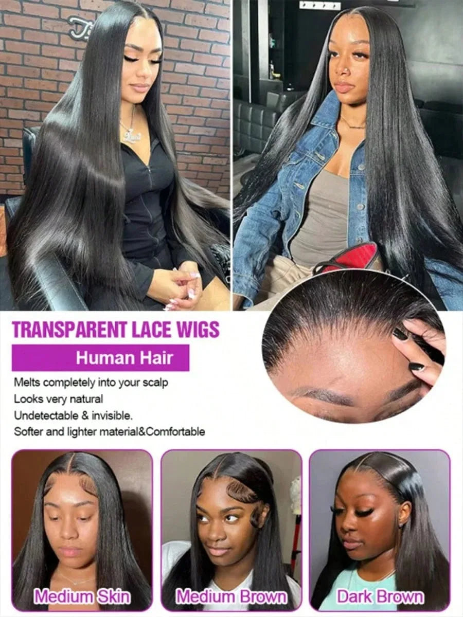 Natural Black Straight Lace Wig | 16–42 Inches