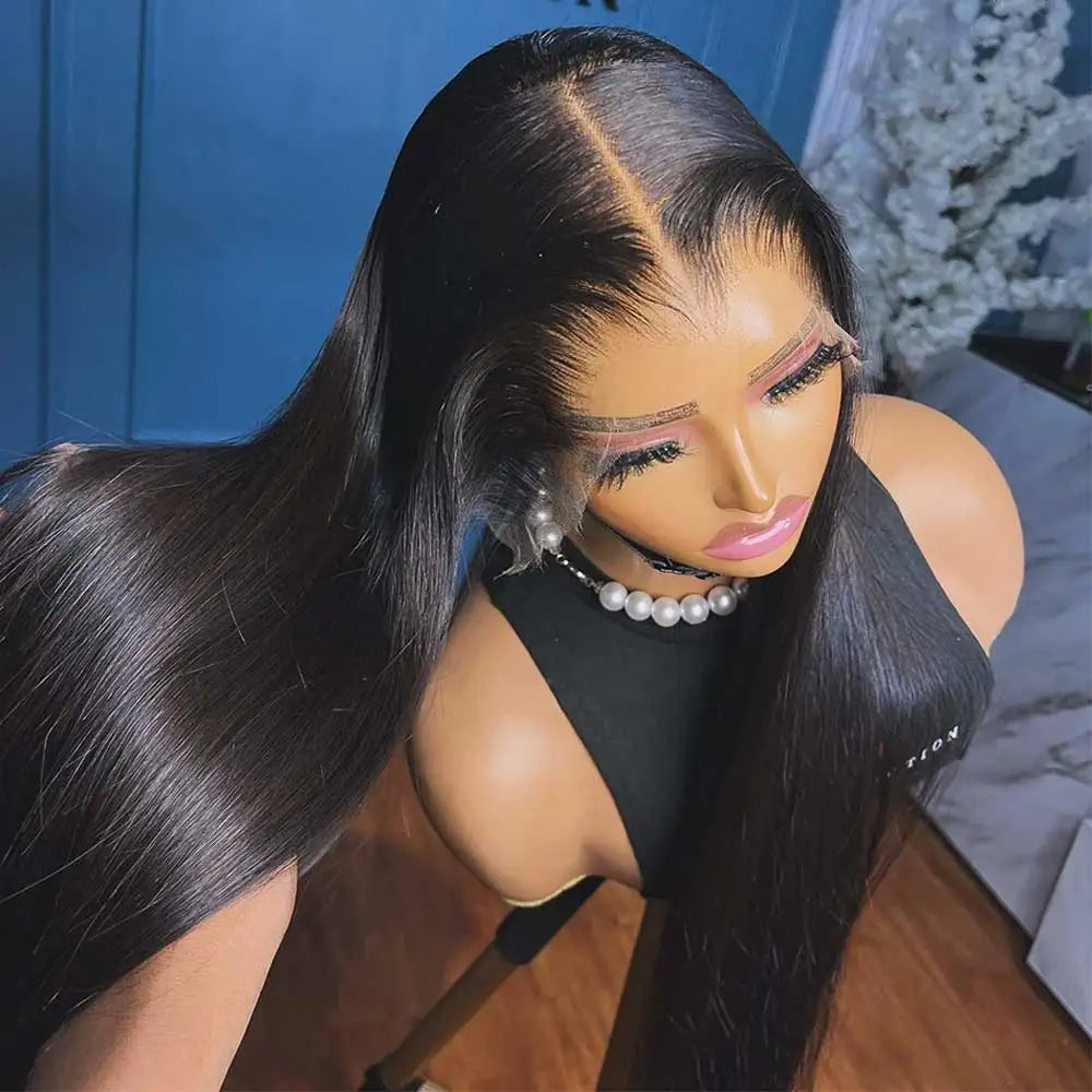 Natural Black Straight Lace Wig | 200% Density | 16–42 Inches