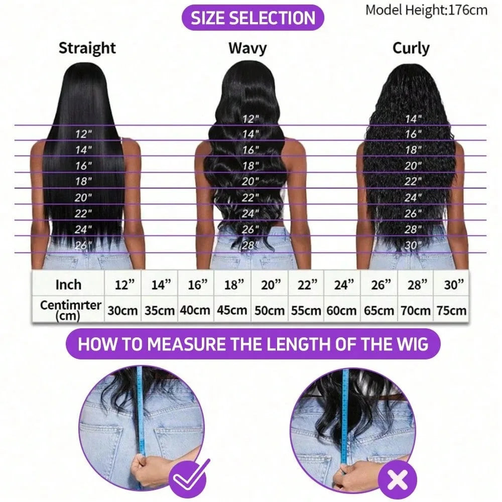 Natural Black Straight Lace Wig | 200% Density | 16–42 Inches