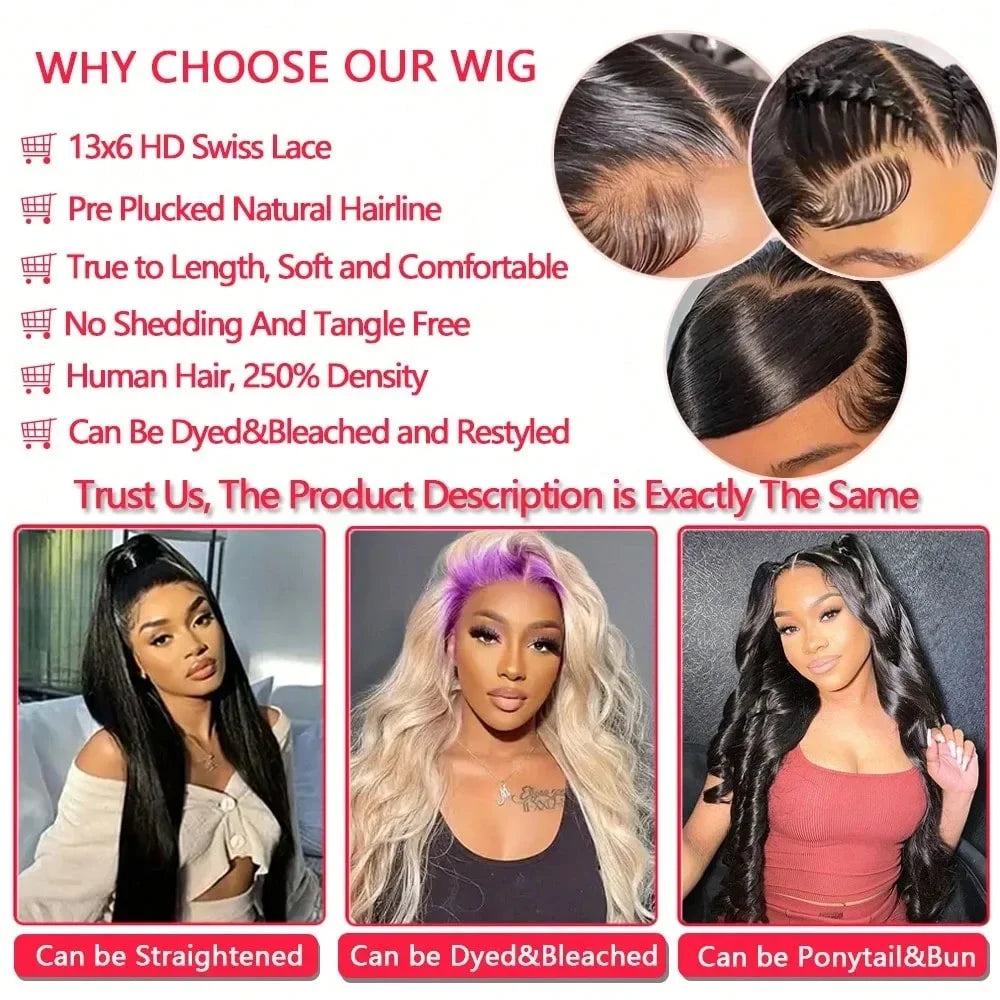 Natural Black Body Wave Lace Wig | 16–42 Inches
