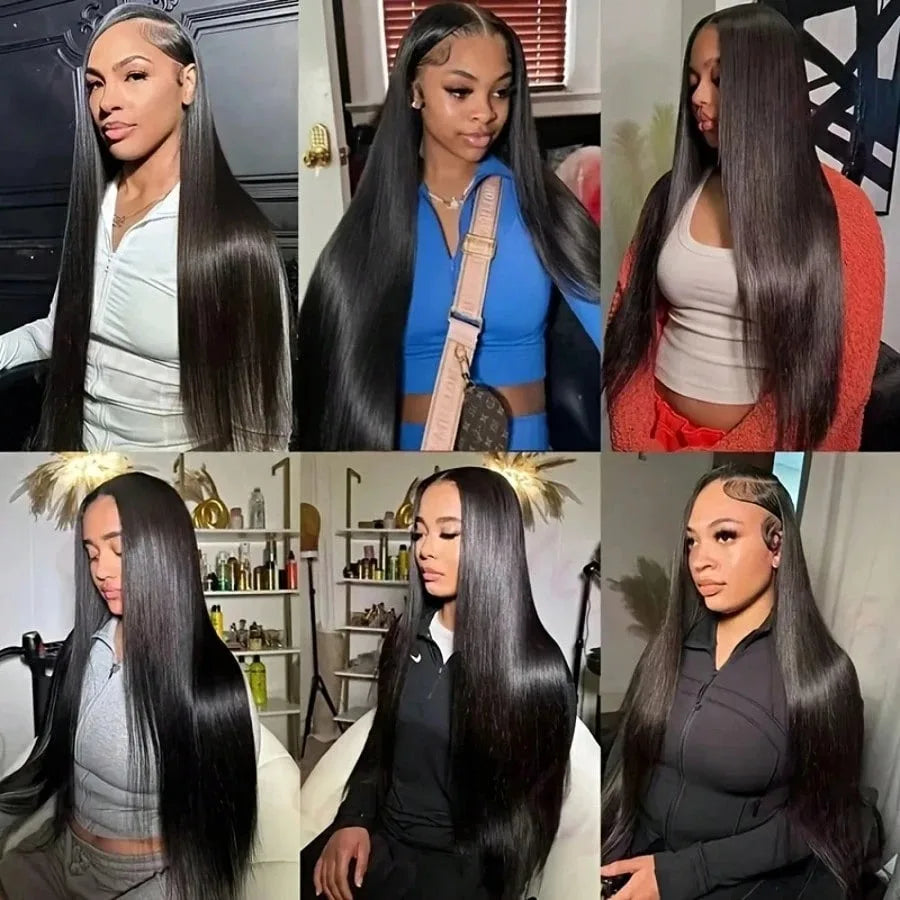 Natural Black Straight Lace Wig | 200% Density | 16–42 Inches