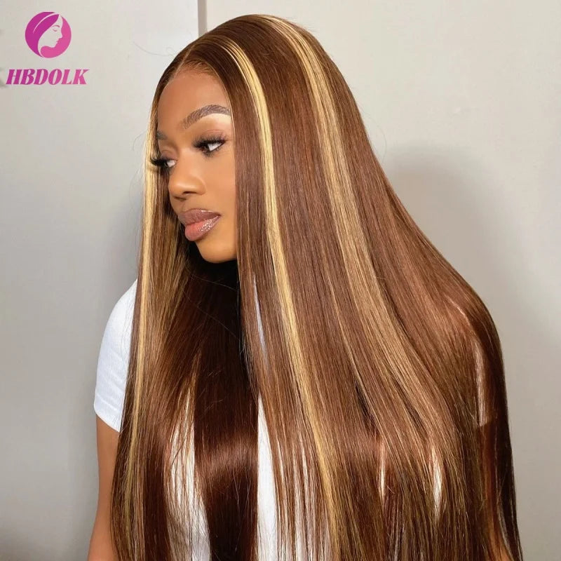 Honey Blonde Highlight Straight Lace Wig | 16–34 Inches