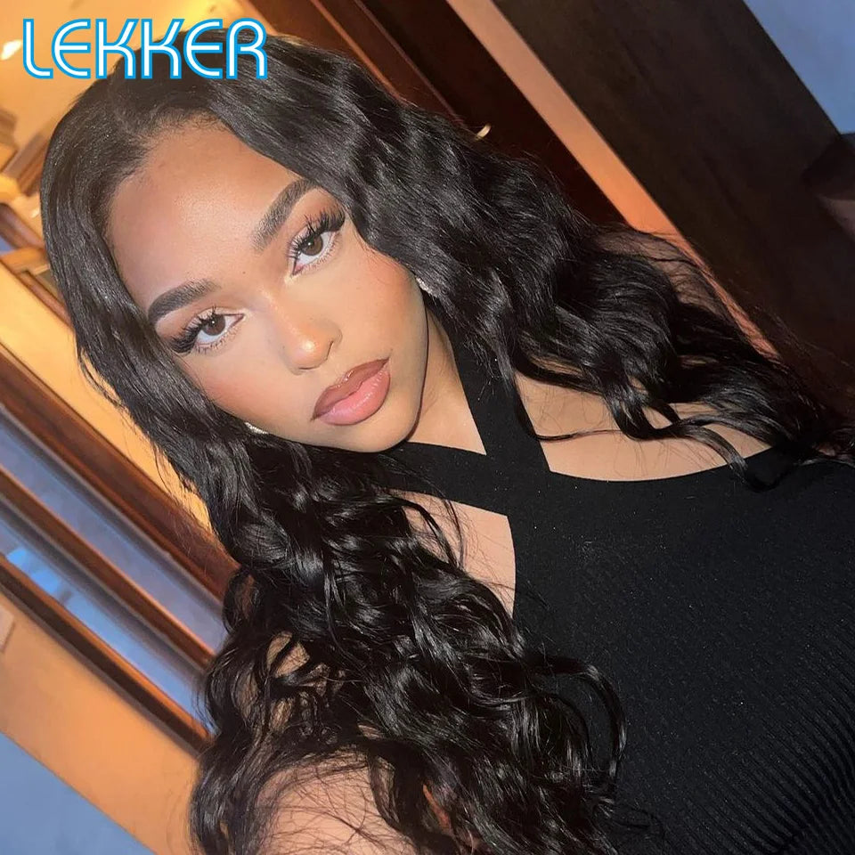 LEKKER Natural Black Body Wave T-Part Lace Wig