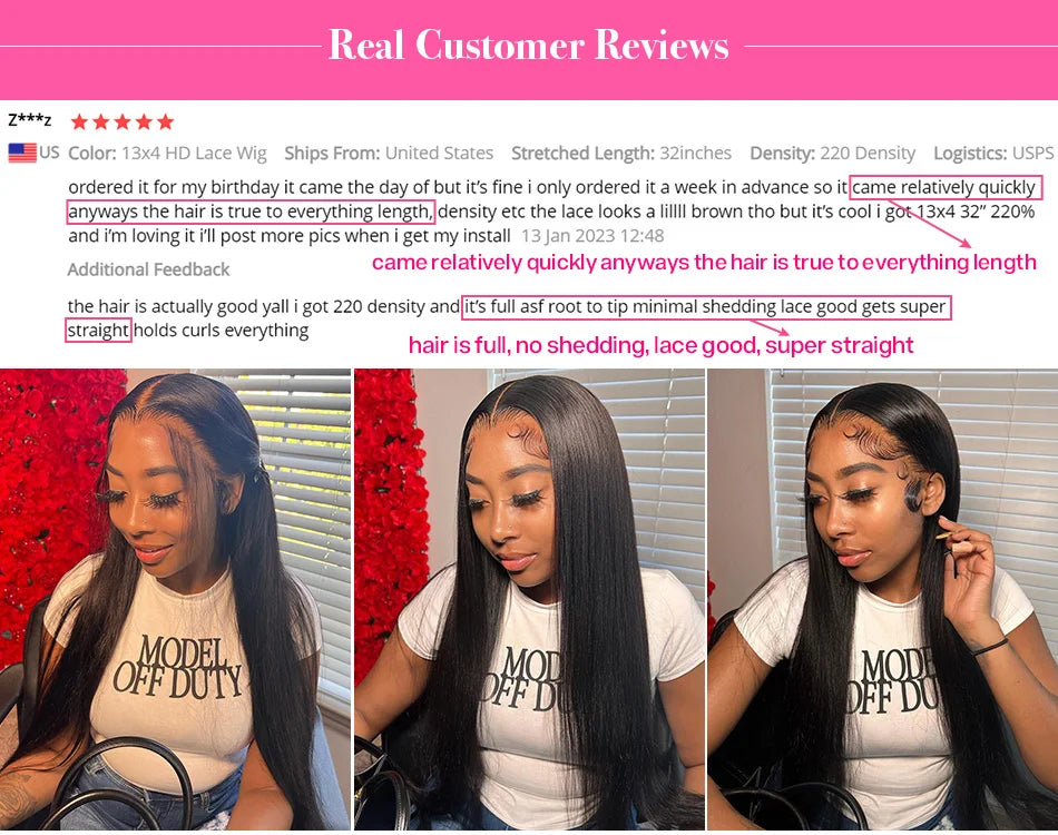 Cynosure Natural Black Straight Lace Wig | 16–34 Inches