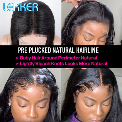 LEKKER Natural Black Body Wave T-Part Lace Wig