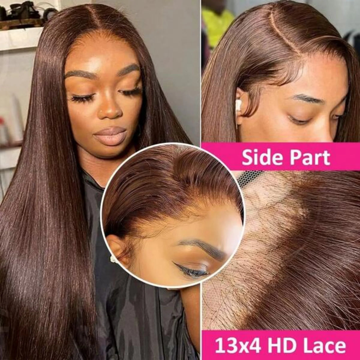 Chocolate Brown Straight Lace Front Wig | 16–34 Inches