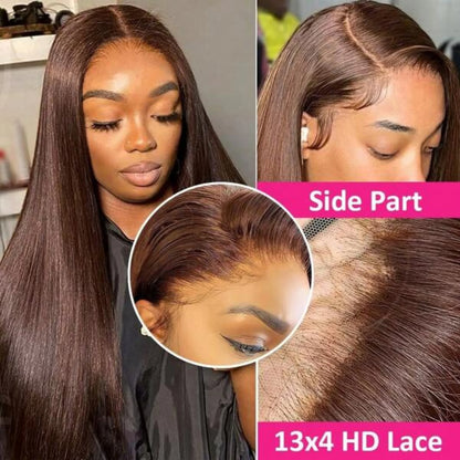 Chocolate Brown Straight Lace Front Wig | 16–34 Inches