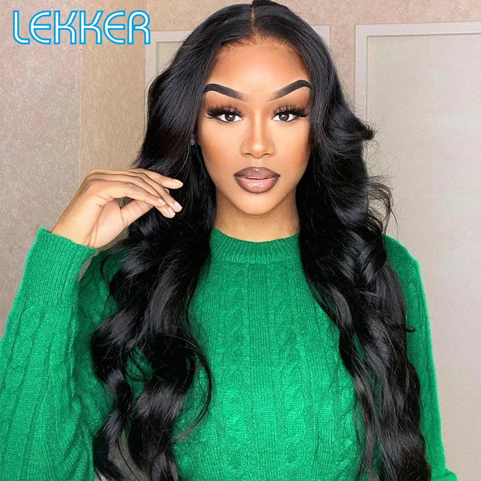 LEKKER Natural Black Body Wave T-Part Lace Wig