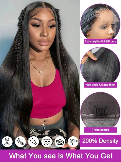 Natural Black Straight Lace Wig | 16–42 Inches