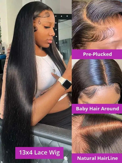 Natural Black Straight Lace Wig | 16–42 Inches