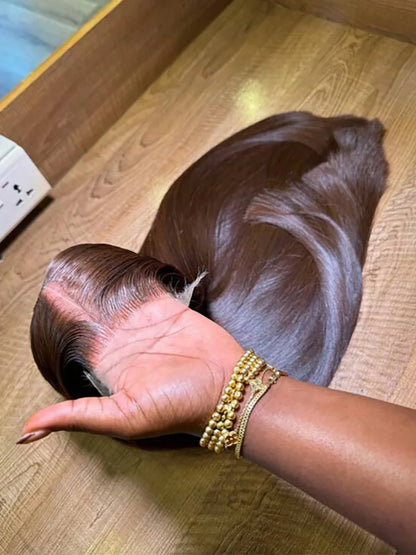 Chocolate Brown Straight Lace Front Wig | 16–34 Inches