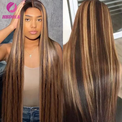 Honey Blonde Highlight Straight Lace Wig | 16–34 Inches