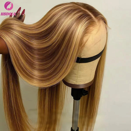 Honey Blonde Highlight Straight Lace Wig | 16–34 Inches