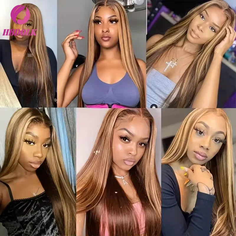 Honey Blonde Highlight Straight Lace Wig | 16–34 Inches