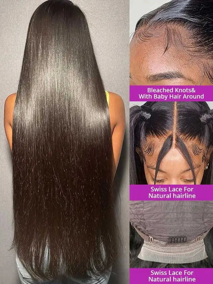 Natural Black Straight Lace Wig | 16–42 Inches