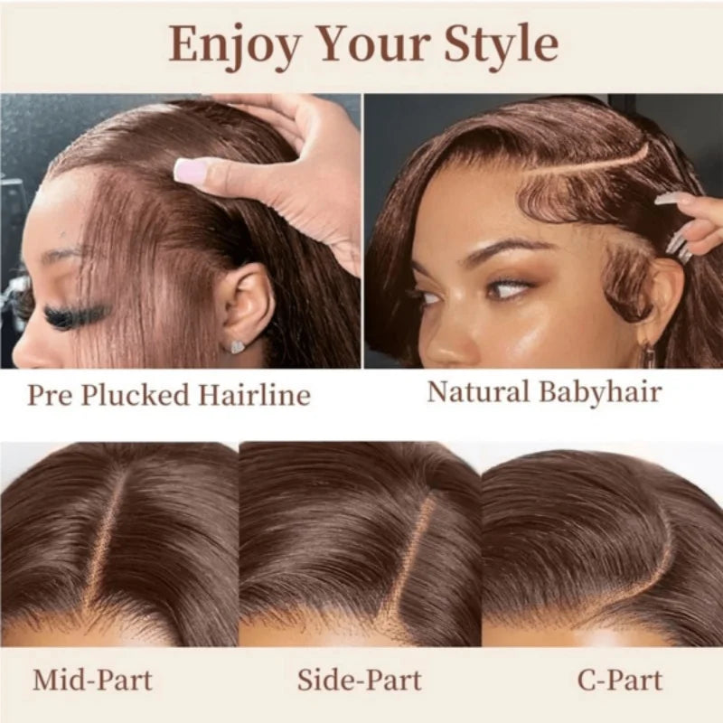 Chocolate Brown Straight Lace Front Wig | 16–34 Inches