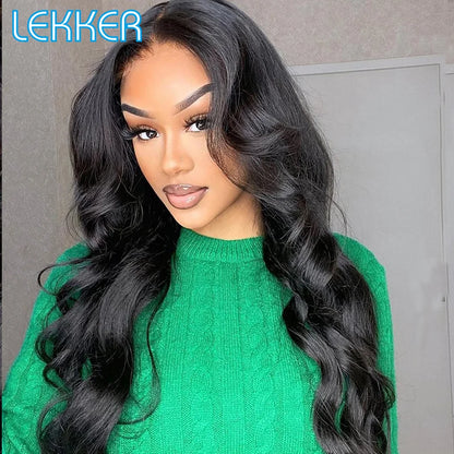 LEKKER Natural Black Body Wave T-Part Lace Wig