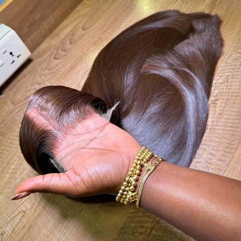 Chocolate Brown Straight Lace Front Wig | 16–34 Inches