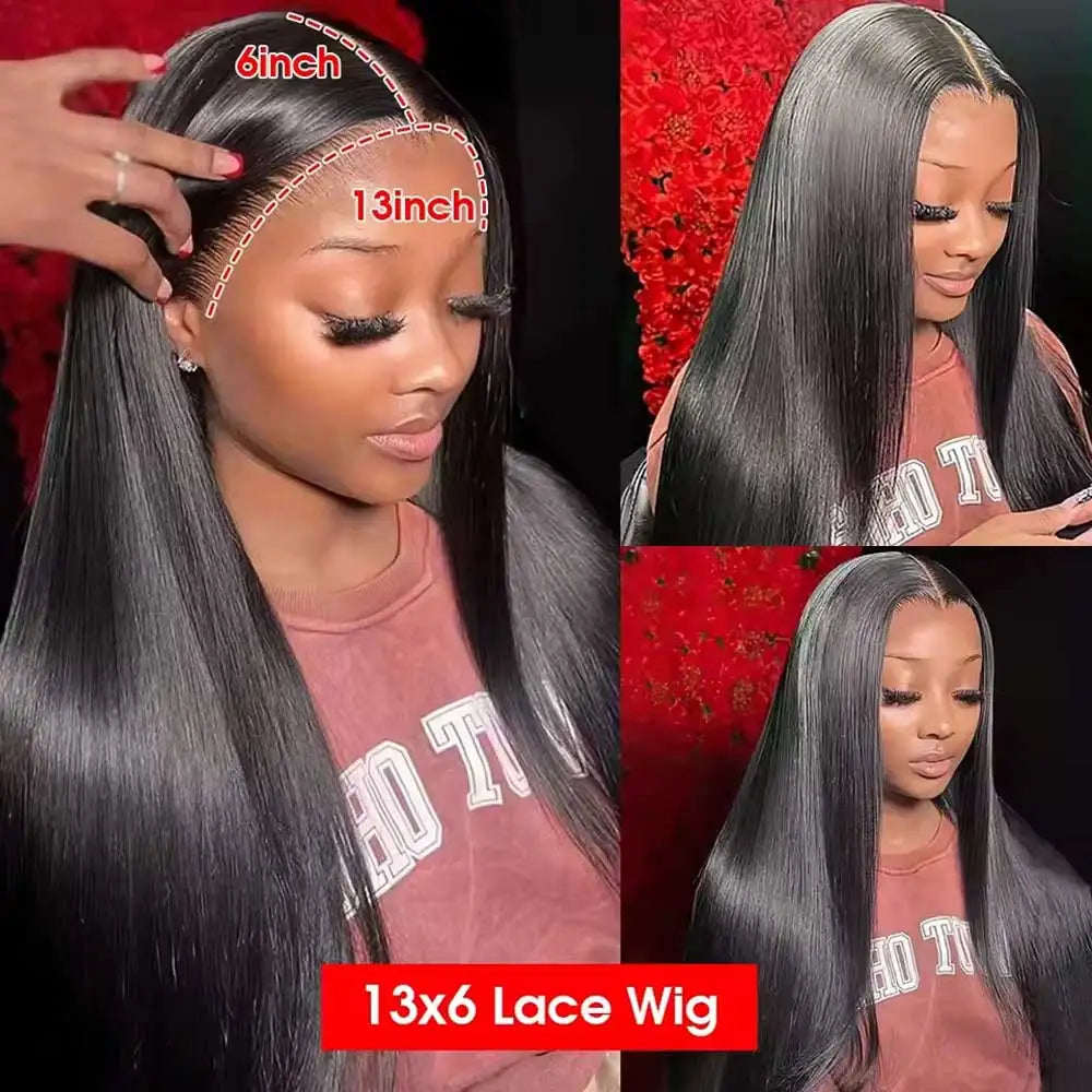 Natural Black Straight Lace Wig | 200% Density | 16–42 Inches