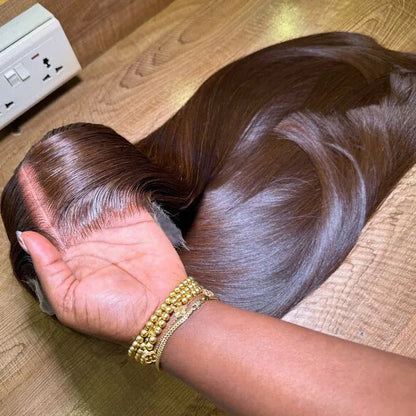 Chocolate Brown Straight Lace Front Wig | 16–34 Inches