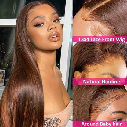 Chocolate Brown Straight Lace Front Wig | 16–34 Inches