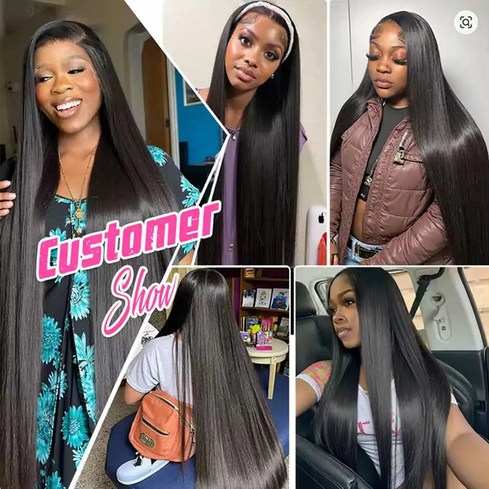 Natural Black Straight Lace Wig | 200% Density | 16–42 Inches