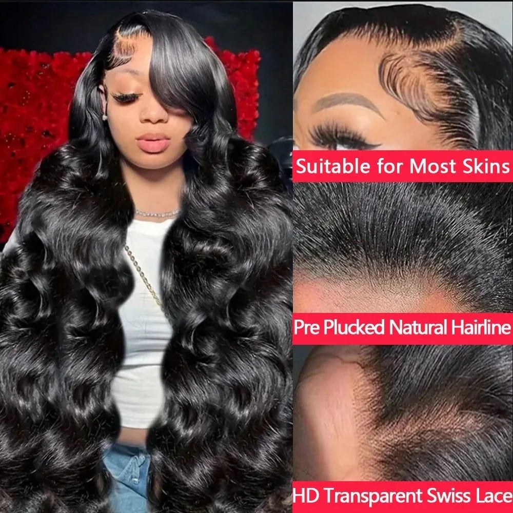Natural Black Body Wave Lace Wig | 16–42 Inches